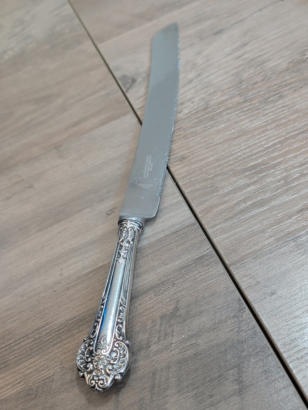 Antique Hasselbring Silver Co Serving Knife With Rococo Pattern Sterling Silver